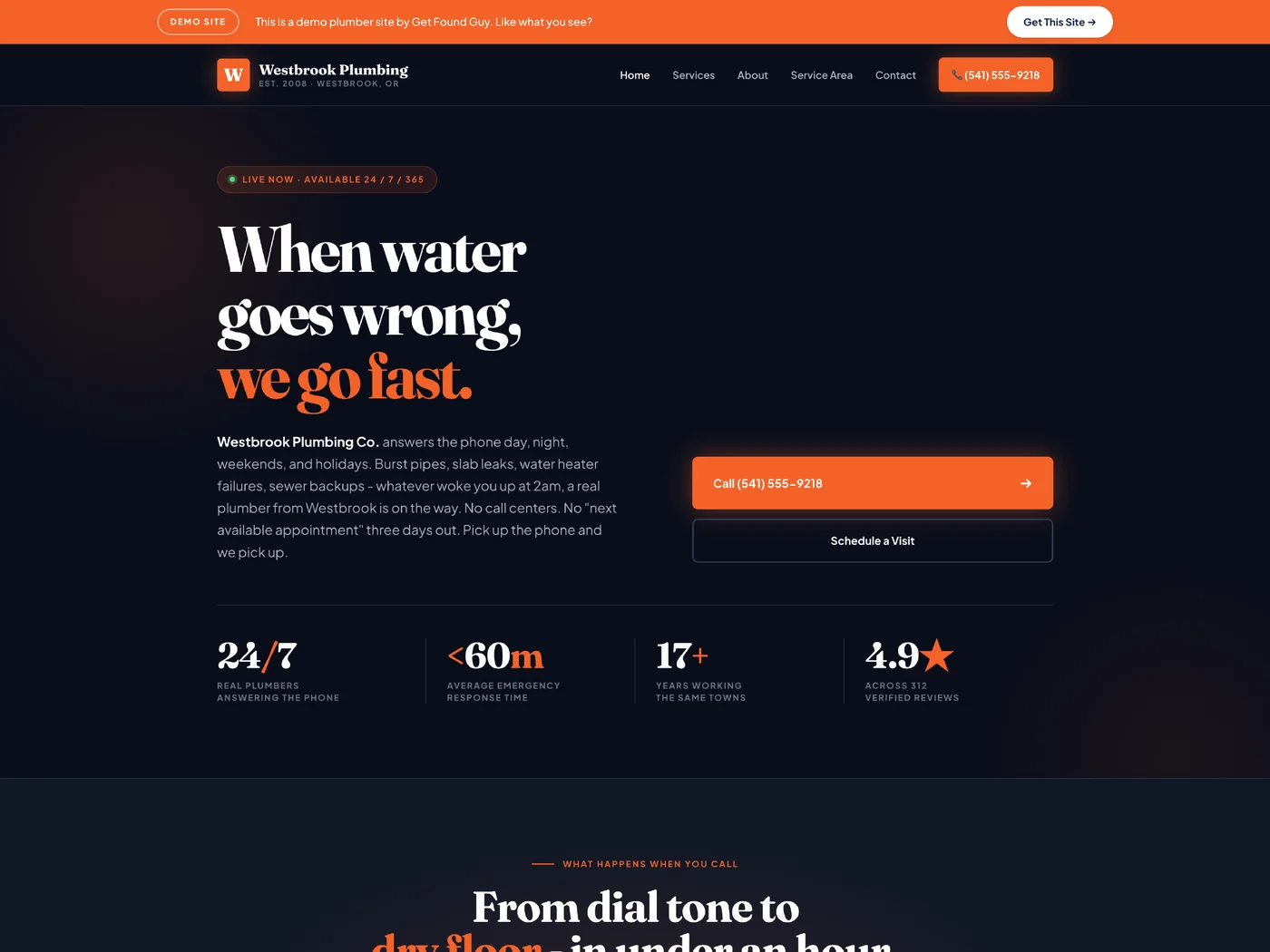 Bold demo - Westbrook Plumbing website