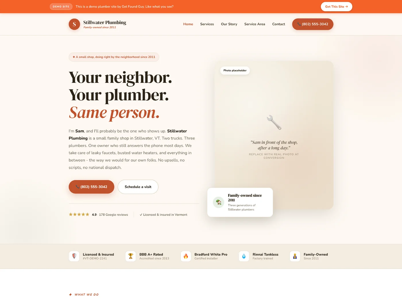 Hometown demo - Stillwater Plumbing website