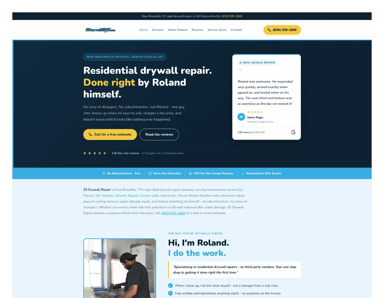 SS Drywall Repair new website, fast and ranking on Google