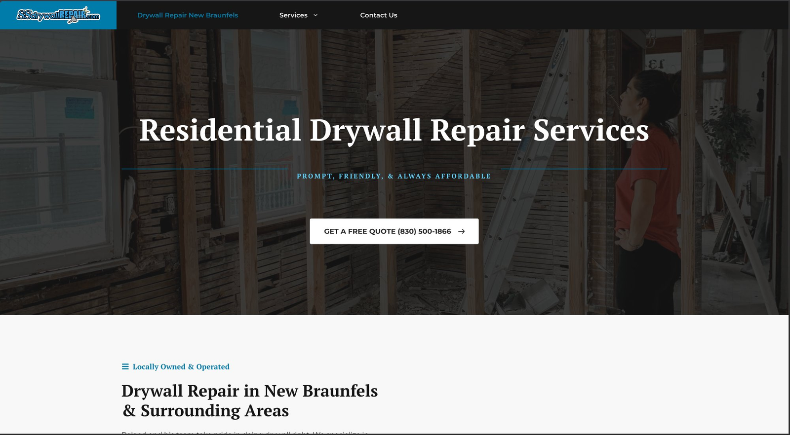 SS Drywall Repair old WordPress website, slow and not ranking