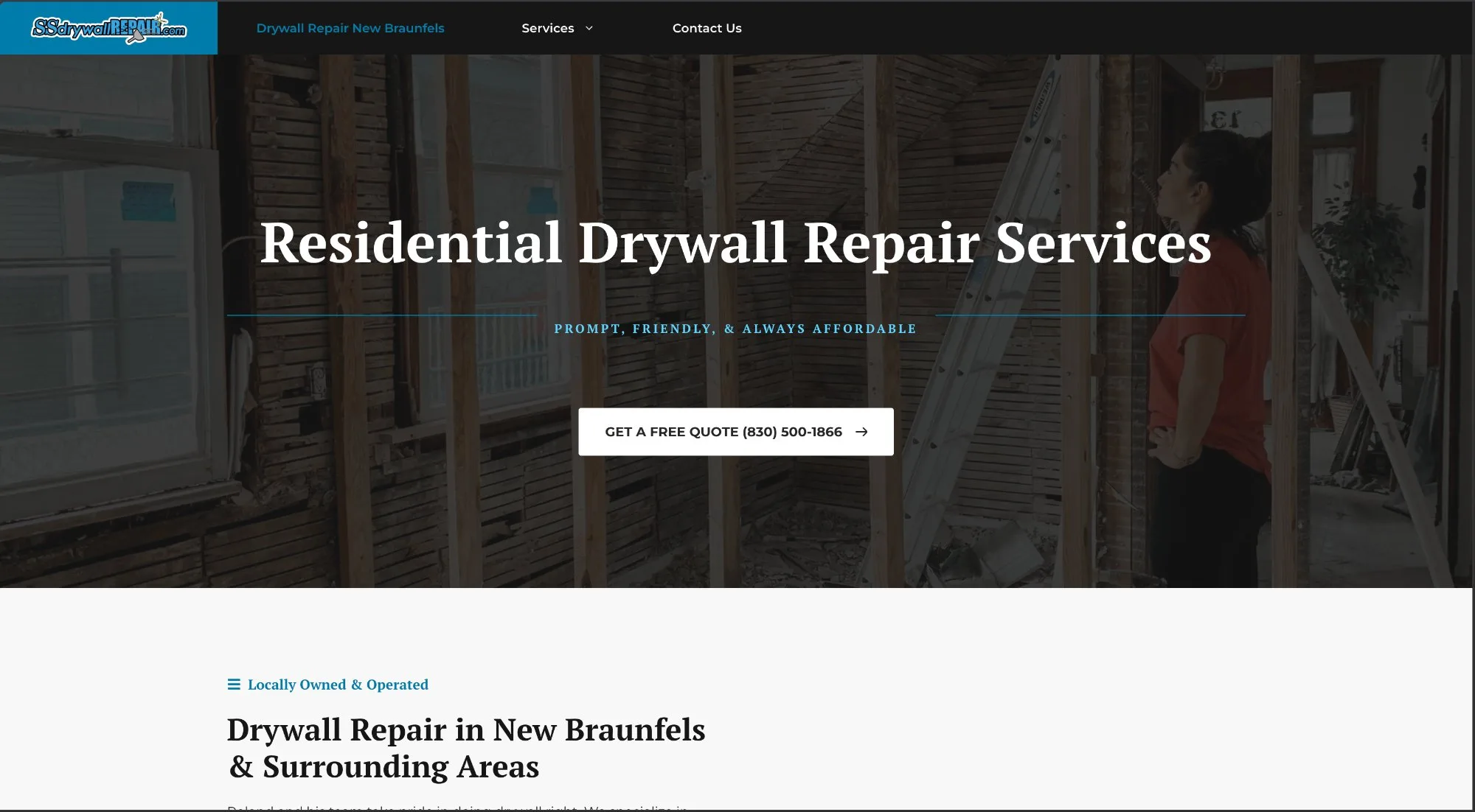 SS Drywall Repair old website, slow and generic