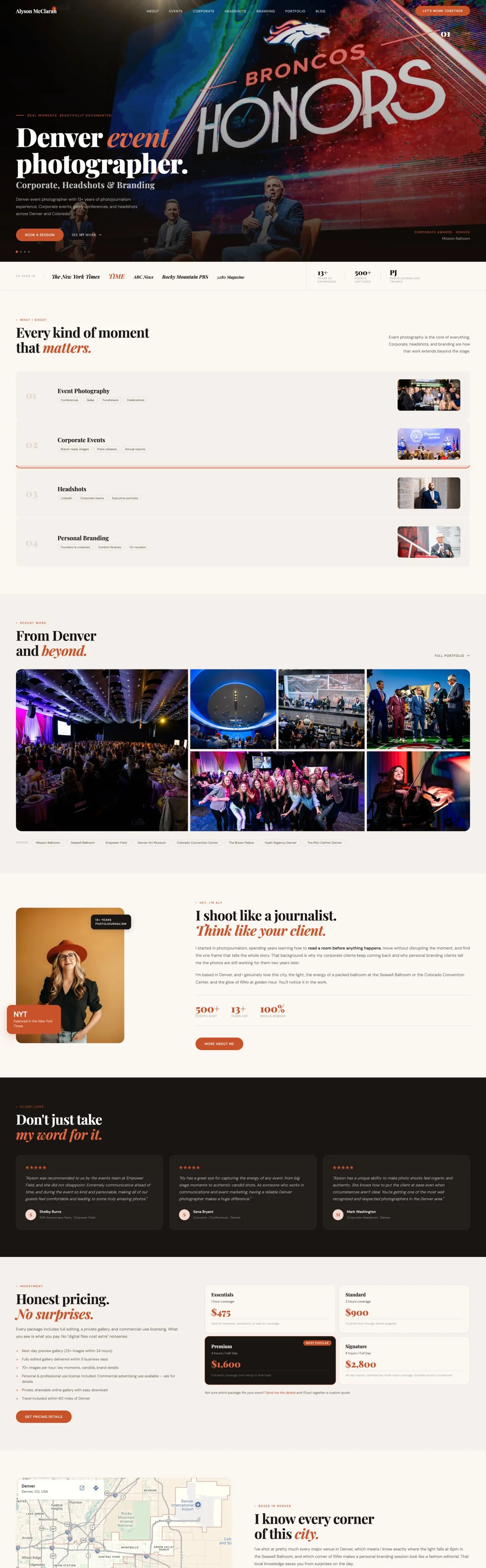 Alyson McClaran Photography website - Denver, Colorado