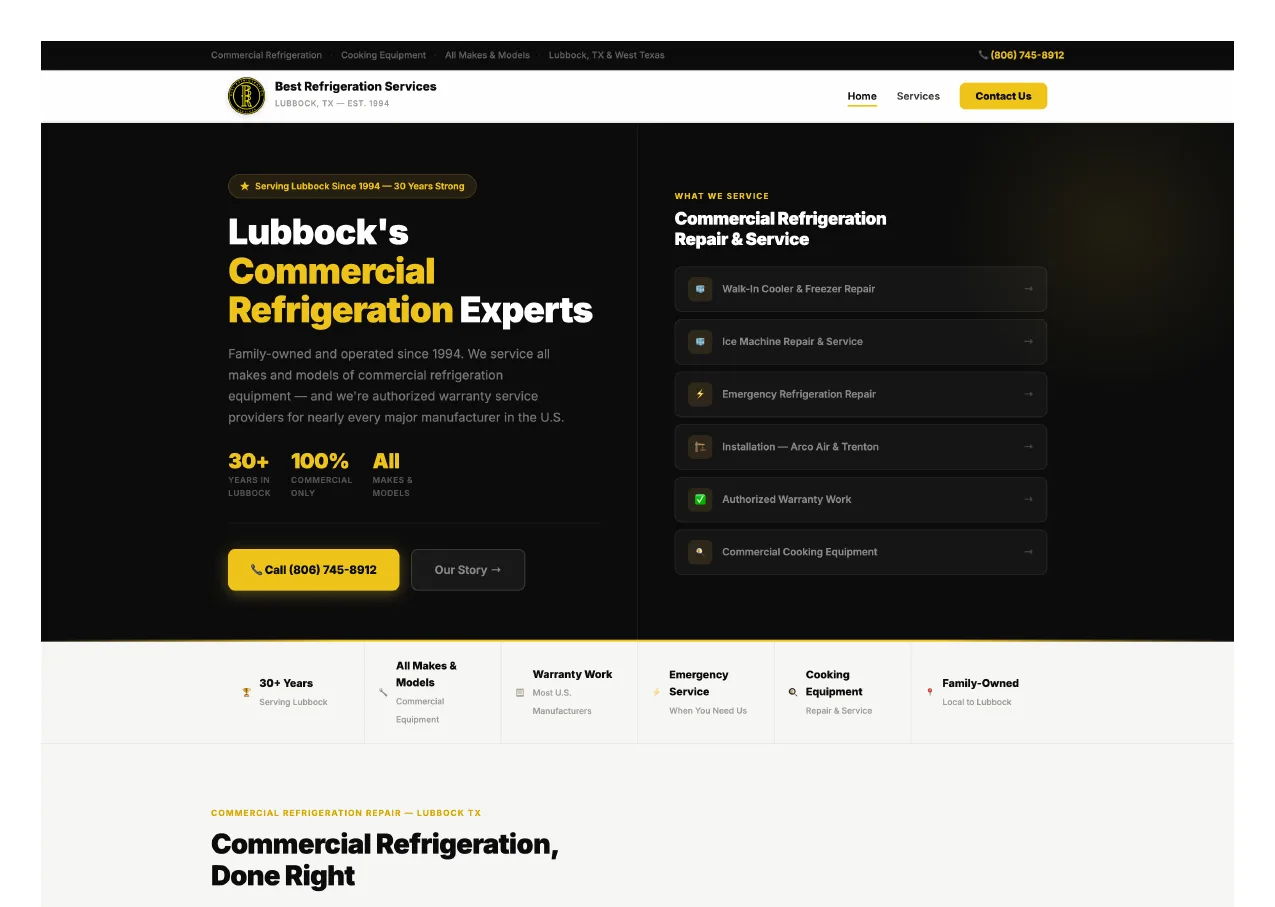 Best Refrigeration Services website built by Get Found Guy
